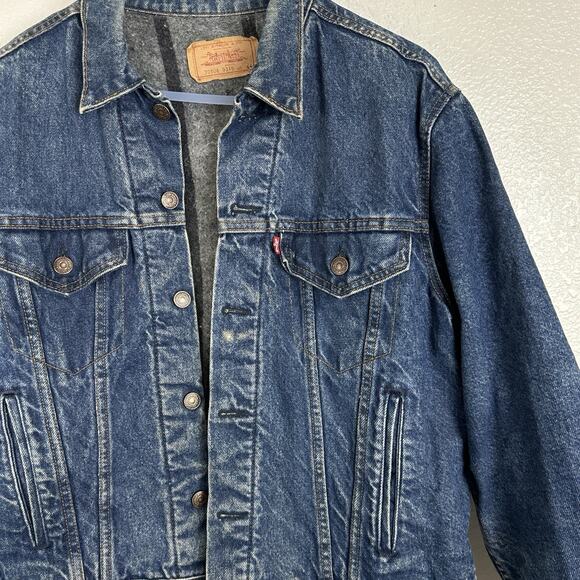 Vintage Levis Jean Jacket Mens 44 Blanket Lined Denim Trucker USA Made Grunge - Picture 4 of 12
